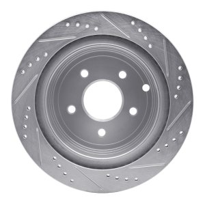 Infiniti FX45 Brake Rotor (1) - Rear Left - R1 Concepts - Drilled & Slotted - Silver - `03-`24